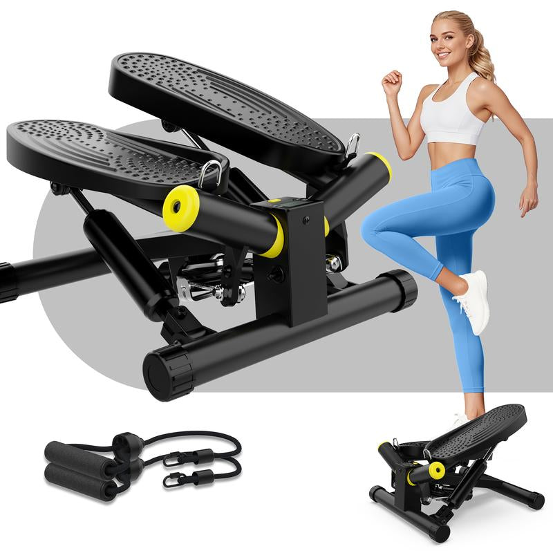 Ziwwvy Steppers for Exercises, Twisting Stepper for Butt Lifting with Resistance Bands and Full Body Cardio Equipment,Adjustable Height Fitness Stepper Machine,330Lbs Weight for Home and Office
