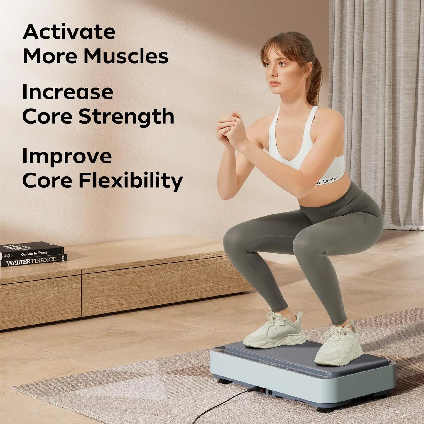UMAY Fitness Vibration Board Exercise Machine with Ring Band, Full Body Home Workout, Improves Blood and Lymphatic Circulation