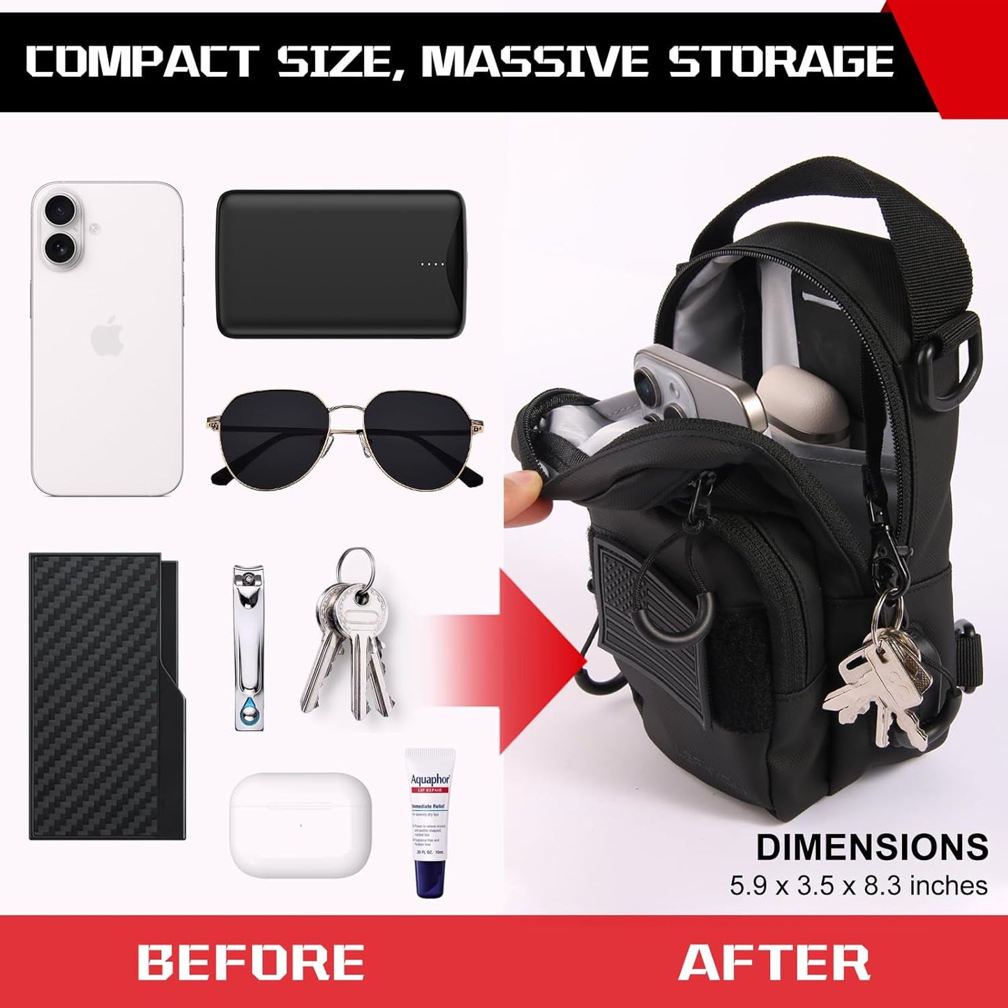 Magnetic Gym Bag, Small Gym Bag for Men & Women, Crossbody Sling Bags with Stron