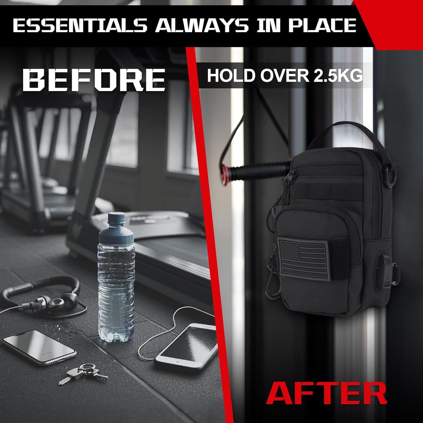 Magnetic Gym Bag, Small Gym Bag for Men & Women, Crossbody Sling Bags with Stron