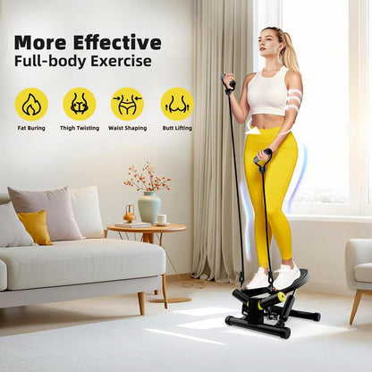Ziwwvy Steppers for Exercises, Twisting Stepper for Butt Lifting with Resistance Bands and Full Body Cardio Equipment，Adjustable Height Fitness Stepper Machine，330Lbs Weight for Home and Office