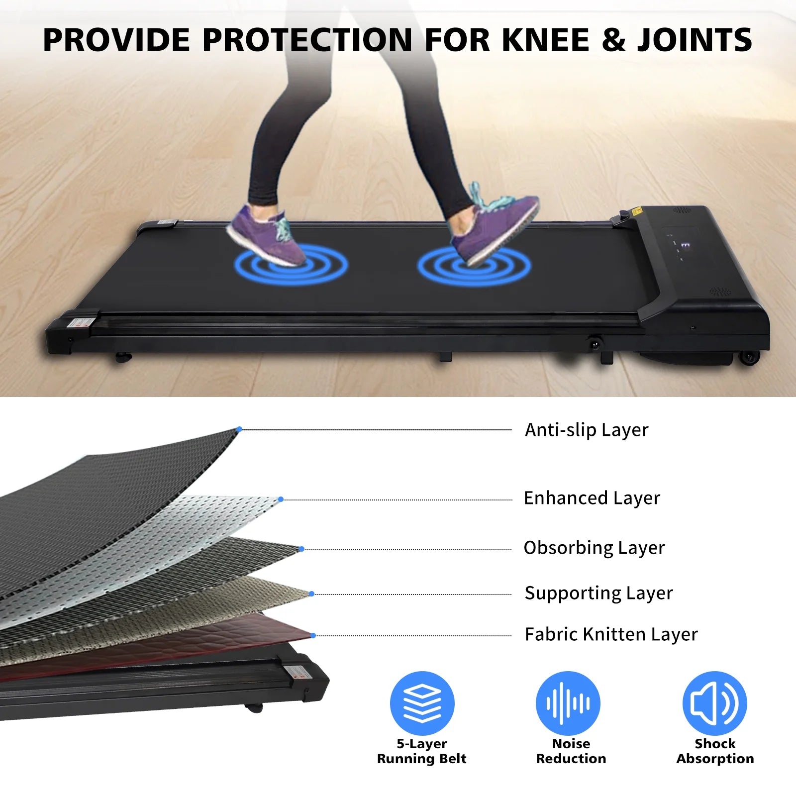 Under Desk Treadmill, Walking Pad Treadmill, Foldable Treadmill Walking Treadmill for Home and Office with Remote Control and Big Display