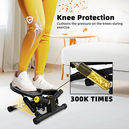 Ziwwvy Steppers for Exercises, Twisting Stepper for Butt Lifting with Resistance Bands and Full Body Cardio Equipment，Adjustable Height Fitness Stepper Machine，330Lbs Weight for Home and Office