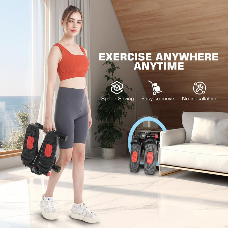 【Springtok】Ancheer Stair Steppers Mini Steppers for Exercise with Double Resistance Bands, Stepper for Home and Office/Lcd Monitor with 250LBS Loading Capacity
