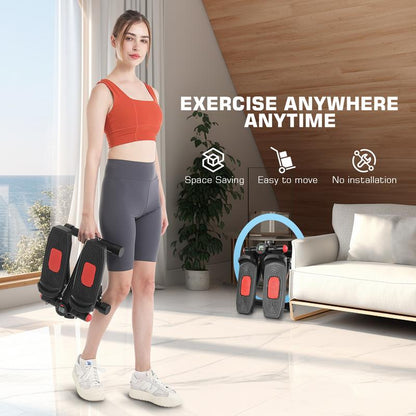 【Springtok】Ancheer Stair Steppers Mini Steppers for Exercise with Double Resistance Bands, Stepper for Home and Office/Lcd Monitor with 250LBS Loading Capacity