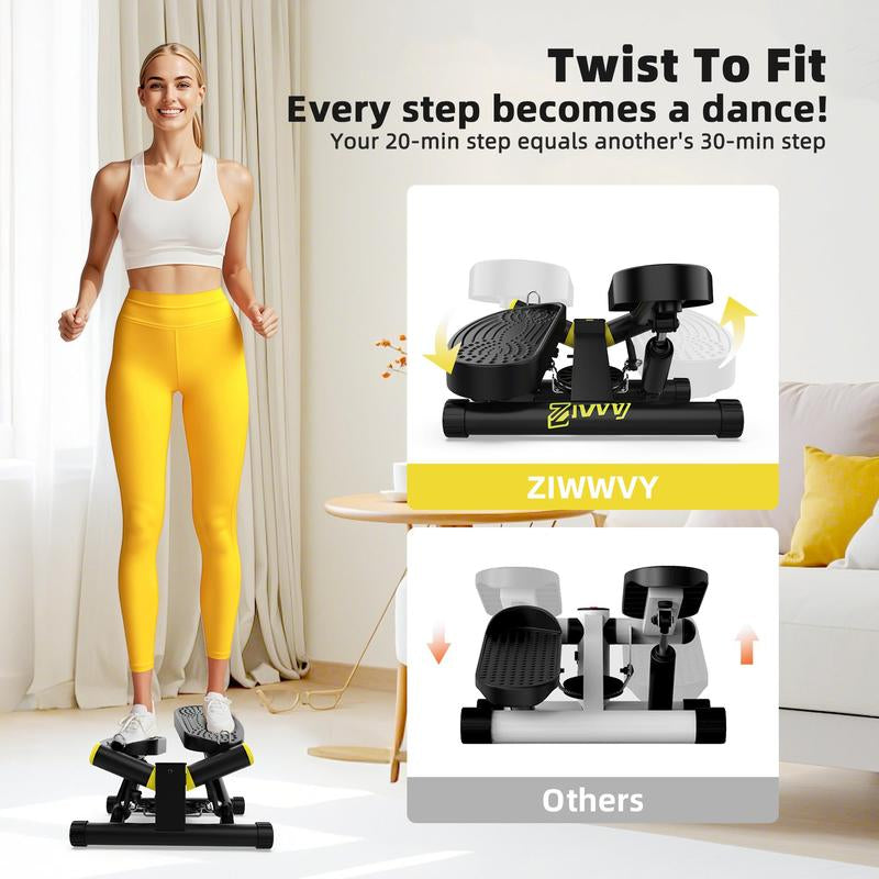 Ziwwvy Steppers for Exercises, Twisting Stepper for Butt Lifting with Resistance Bands and Full Body Cardio Equipment，Adjustable Height Fitness Stepper Machine，330Lbs Weight for Home and Office