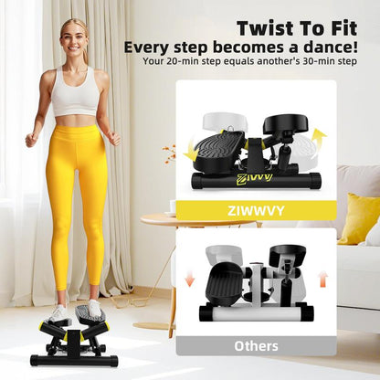 Ziwwvy Steppers for Exercises, Twisting Stepper for Butt Lifting with Resistance Bands and Full Body Cardio Equipment，Adjustable Height Fitness Stepper Machine，330Lbs Weight for Home and Office