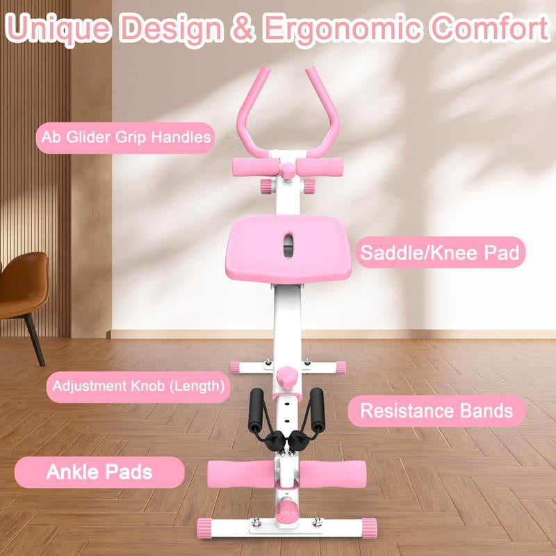 [Dufominc] 4-In-1 Ab Workout Exercise Equipment - Rowing Machine, Leg Press Machine, Ab Glider Machine, Roman Chair, Fitness Equipment for Ab Workout Core Strength Training Home Gym