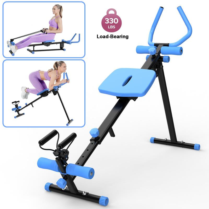 [Dufominc] 4-In-1 Ab Workout Exercise Equipment - Rowing Machine, Leg Press Machine, Ab Glider Machine, Roman Chair, Fitness Equipment for Ab Workout Core Strength Training Home Gym