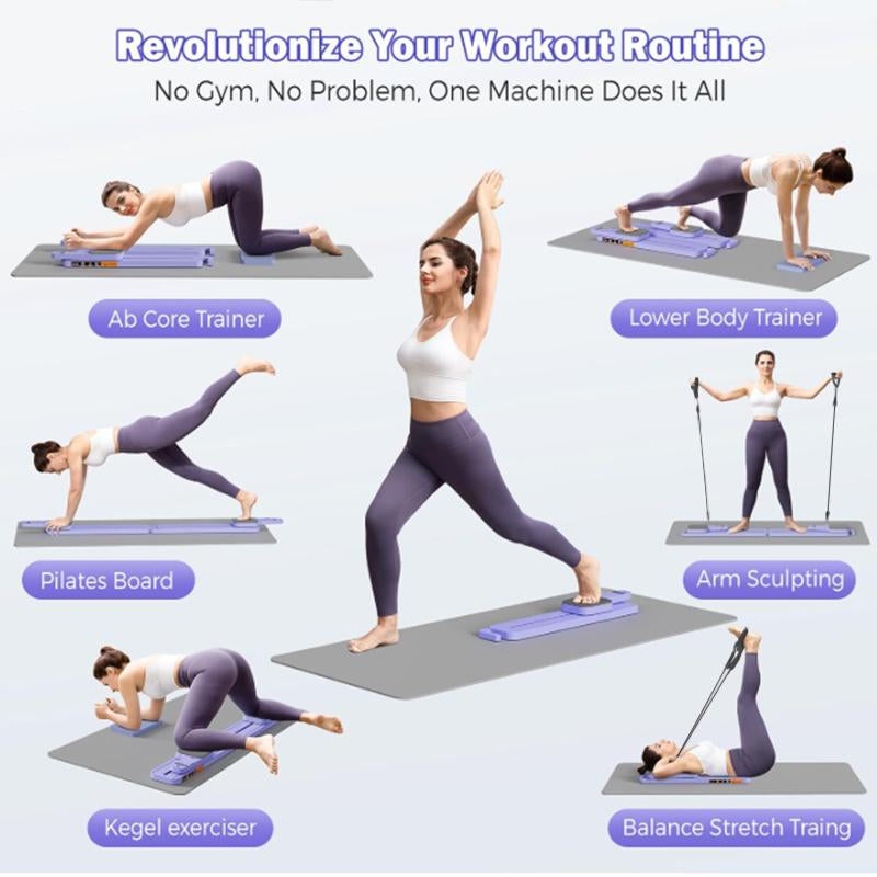 Seanleecore Pilates Reformer Board with Resistance Bands – Portable Pilates Machine, Full Body Workout for Home, Core Strengthener, Glute & Leg Toning, Dual Use, Yoga Mat Stretching Gear Training