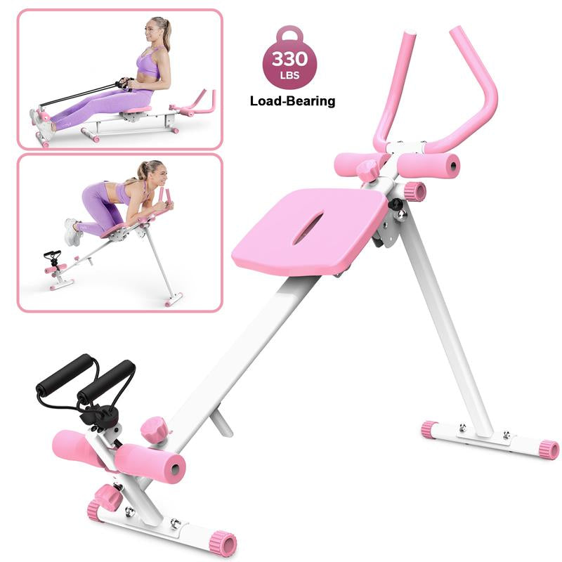 [Dufominc] 4-In-1 Ab Workout Exercise Equipment - Rowing Machine, Leg Press Machine, Ab Glider Machine, Roman Chair, Fitness Equipment for Ab Workout Core Strength Training Home Gym