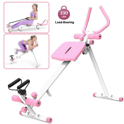 [Dufominc] 4-In-1 Ab Workout Exercise Equipment - Rowing Machine, Leg Press Machine, Ab Glider Machine, Roman Chair, Fitness Equipment for Ab Workout Core Strength Training Home Gym