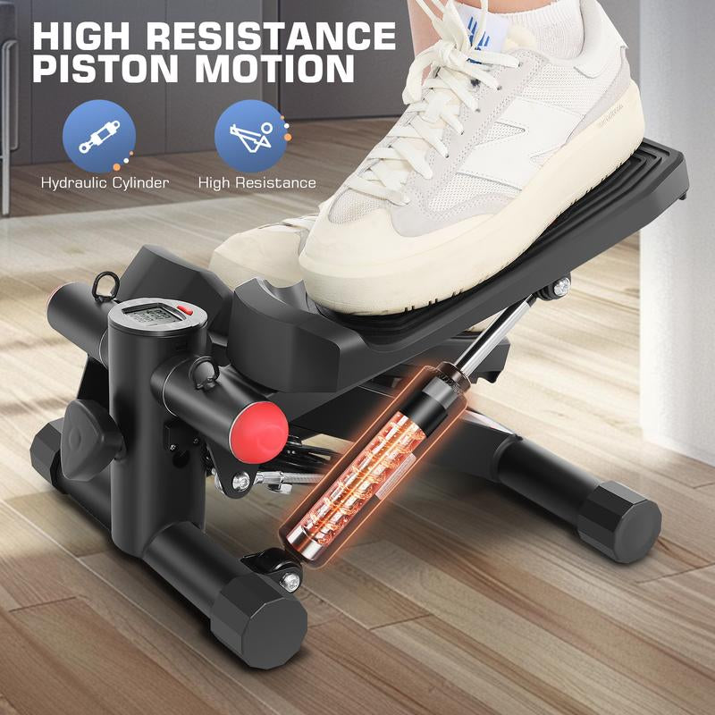 【Springtok】Ancheer Stair Steppers Mini Steppers for Exercise with Double Resistance Bands, Stepper for Home and Office/Lcd Monitor with 250LBS Loading Capacity
